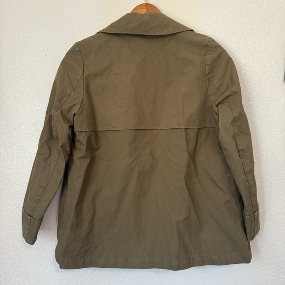 EVERLANE Swing Jacket Womens Size XS Sage Green Cropped Trench Coat Sale Cotton - Picture 5 of 8